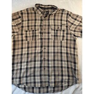 Harley Davidson Men’s XL Brown Plaid‎ Button Up Shirt With Metal Badge